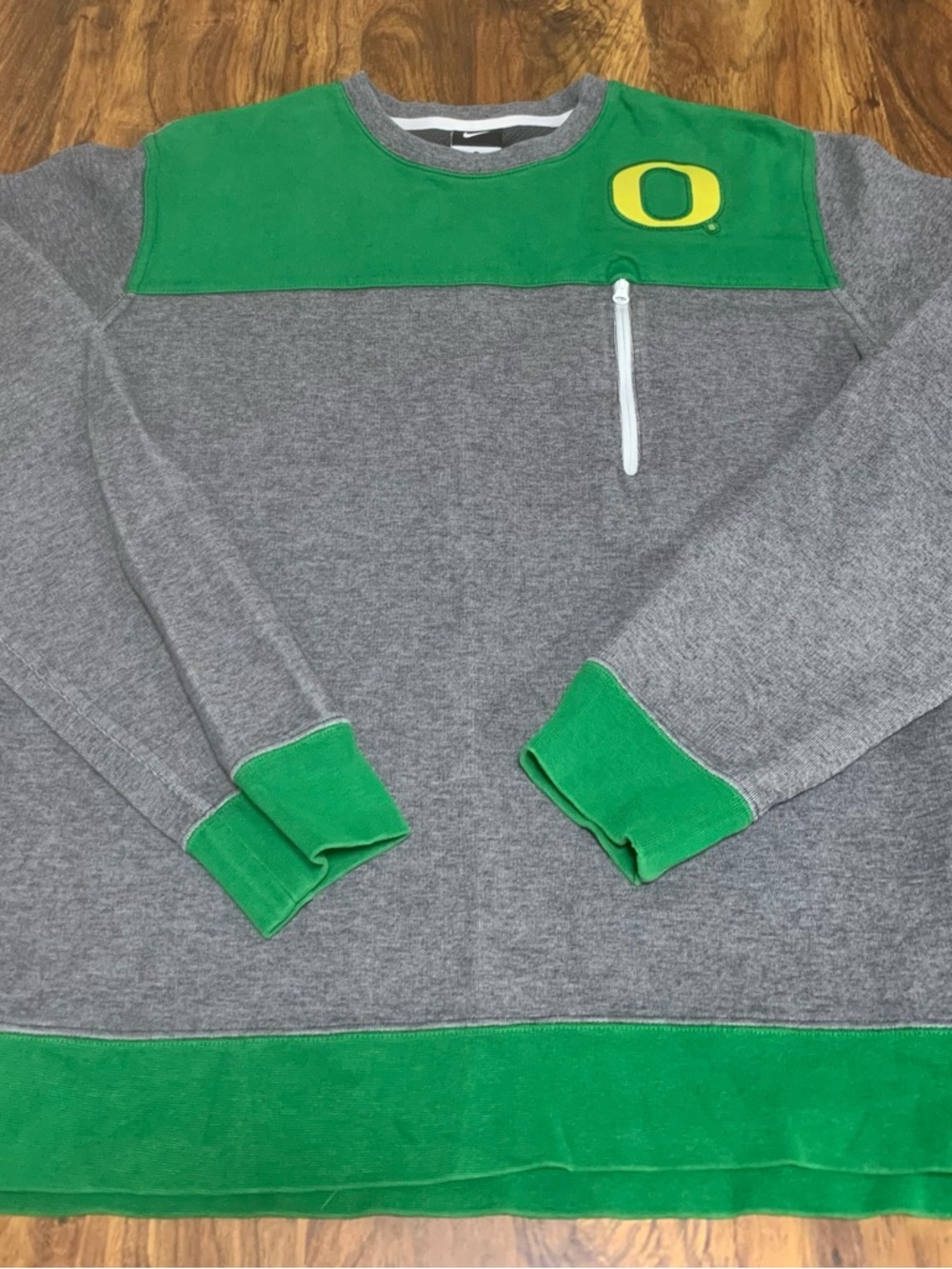 Nike Gray Crewneck Sweatshirt with Green Accents